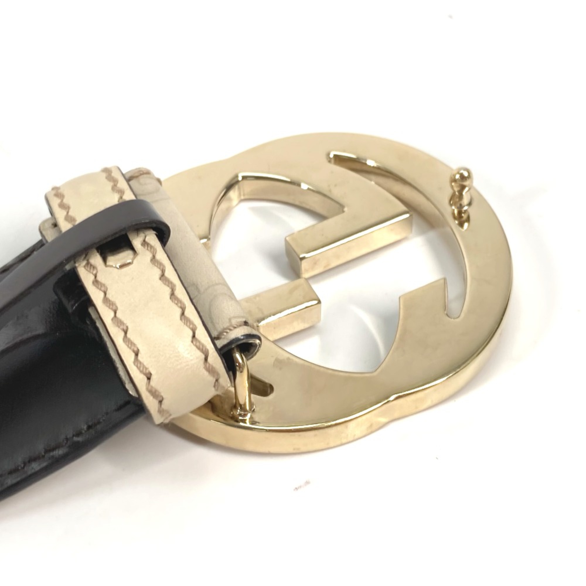 Gucci 114876 Guccissima GG GG buckle belt BeigeBased Gold