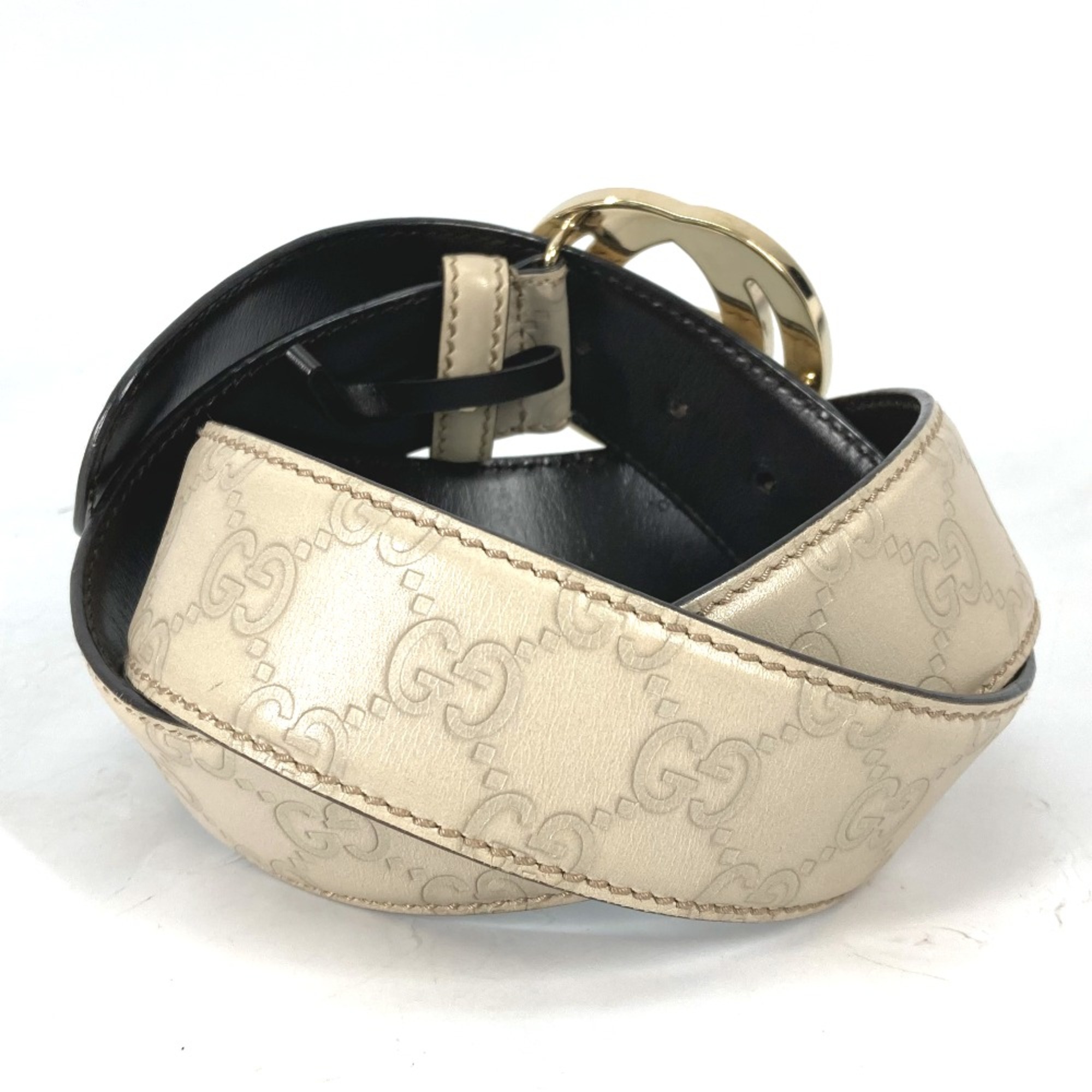 Gucci 114876 Guccissima GG GG buckle belt BeigeBased Gold