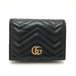 Gucci 466492 GG Marmont Folded wallet Black GoldHardware