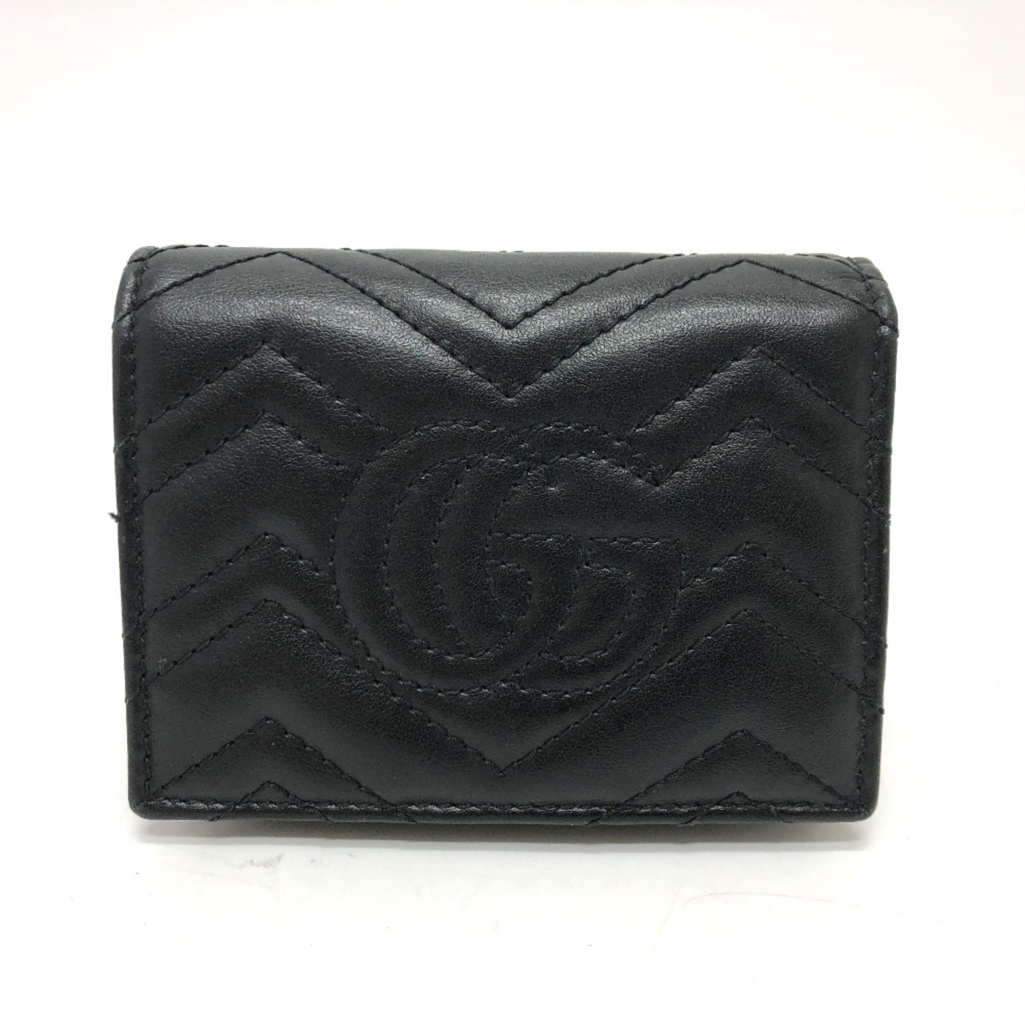 Gucci 466492 GG Marmont Folded wallet Black GoldHardware