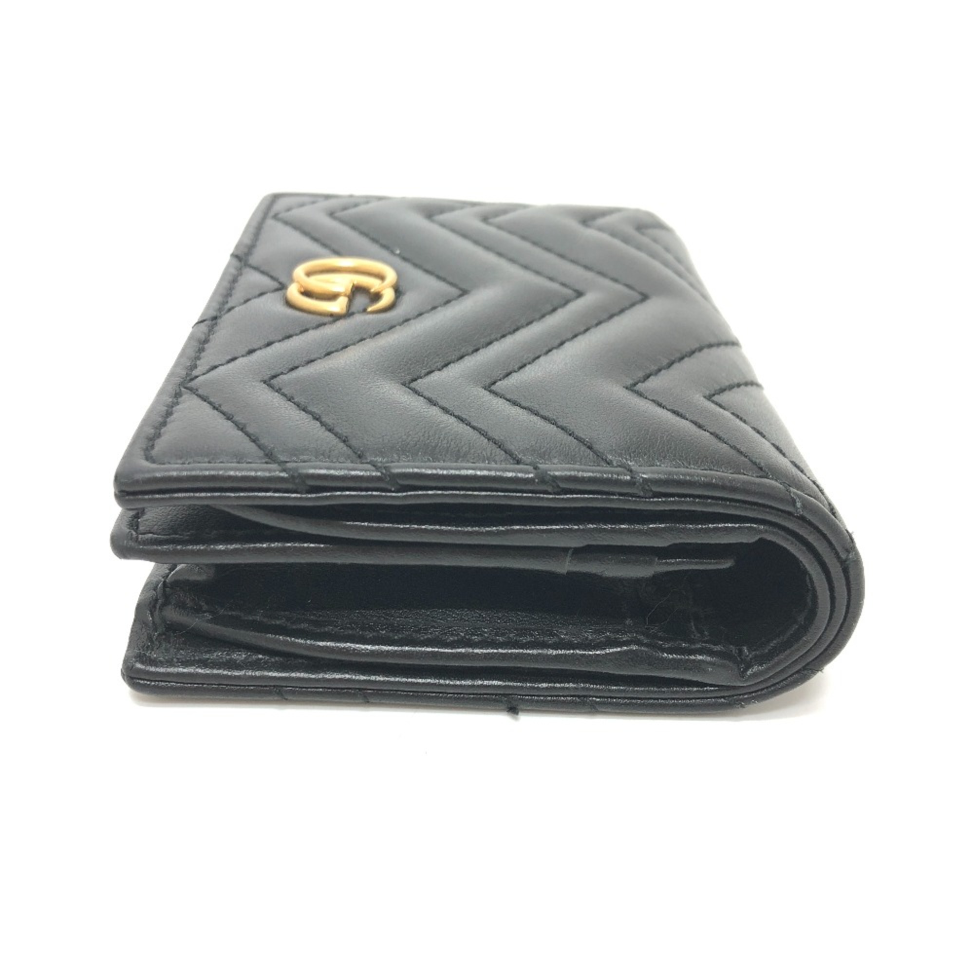 Gucci 466492 GG Marmont Folded wallet Black GoldHardware