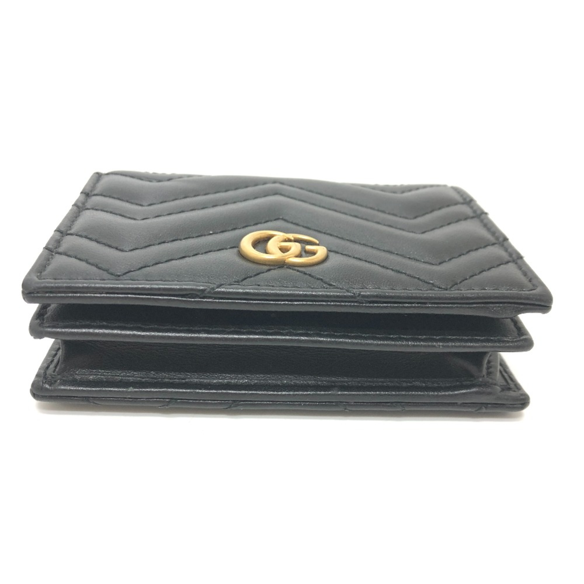 Gucci 466492 GG Marmont Folded wallet Black GoldHardware