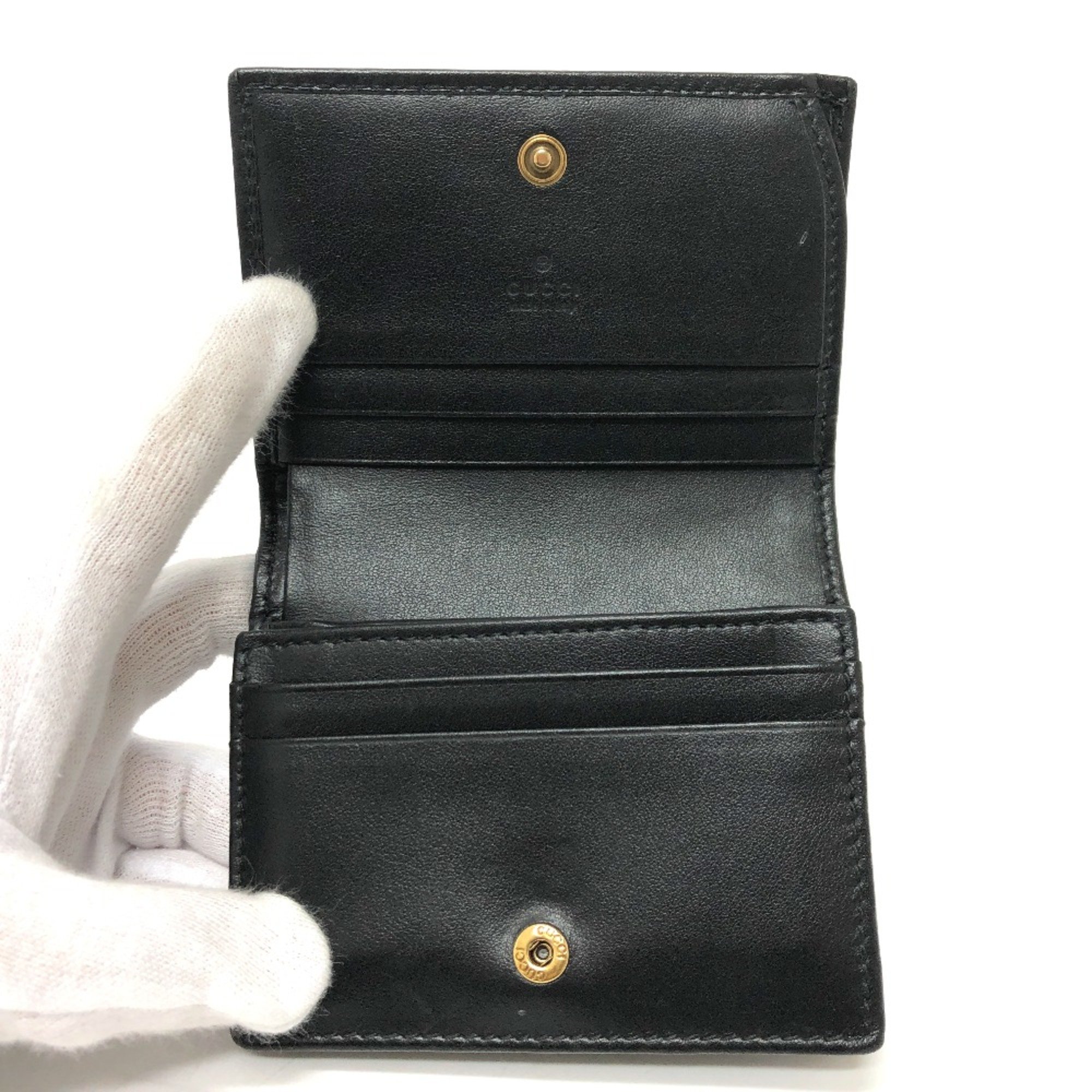 Gucci 466492 GG Marmont Folded wallet Black GoldHardware