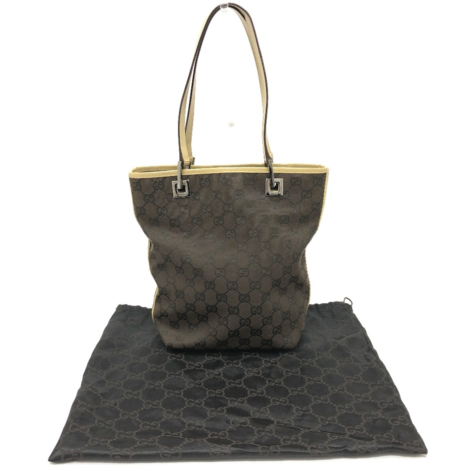 Gucci 31244 GG Tote Bag Hand Bag Brown SilverHardware