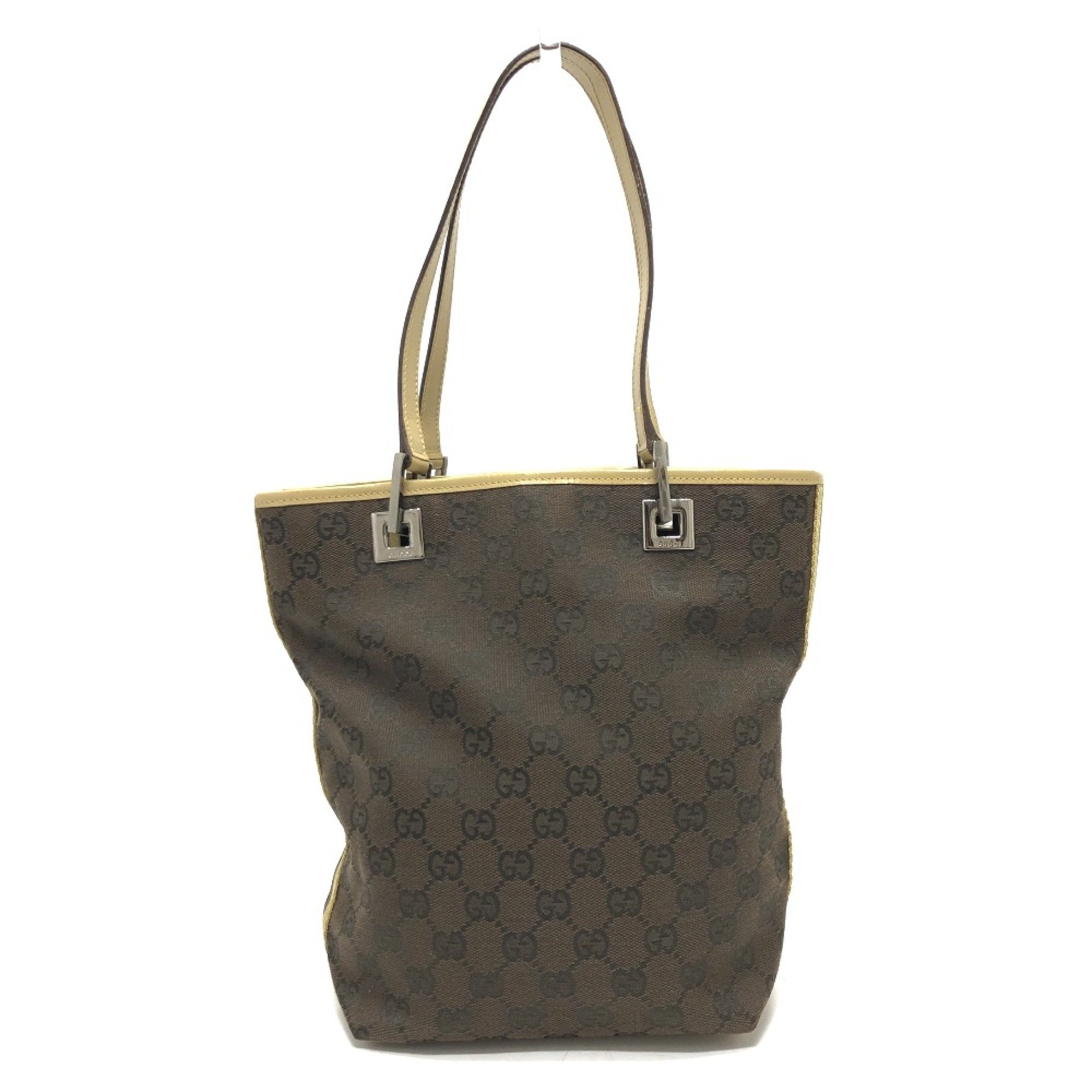 Gucci 31244 GG Tote Bag Hand Bag Brown SilverHardware