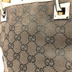 Gucci 31244 GG Tote Bag Hand Bag Brown SilverHardware