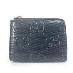 Gucci 657571 GG emboss Wallet Coin Compartment coin purse Black