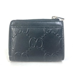 Gucci 657571 GG emboss Wallet Coin Compartment coin purse Black