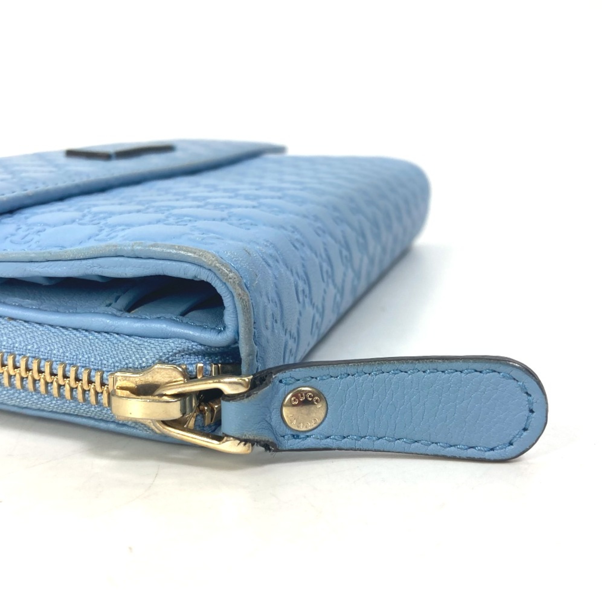 Gucci 449364 Zip Around Long Wallet Light blue