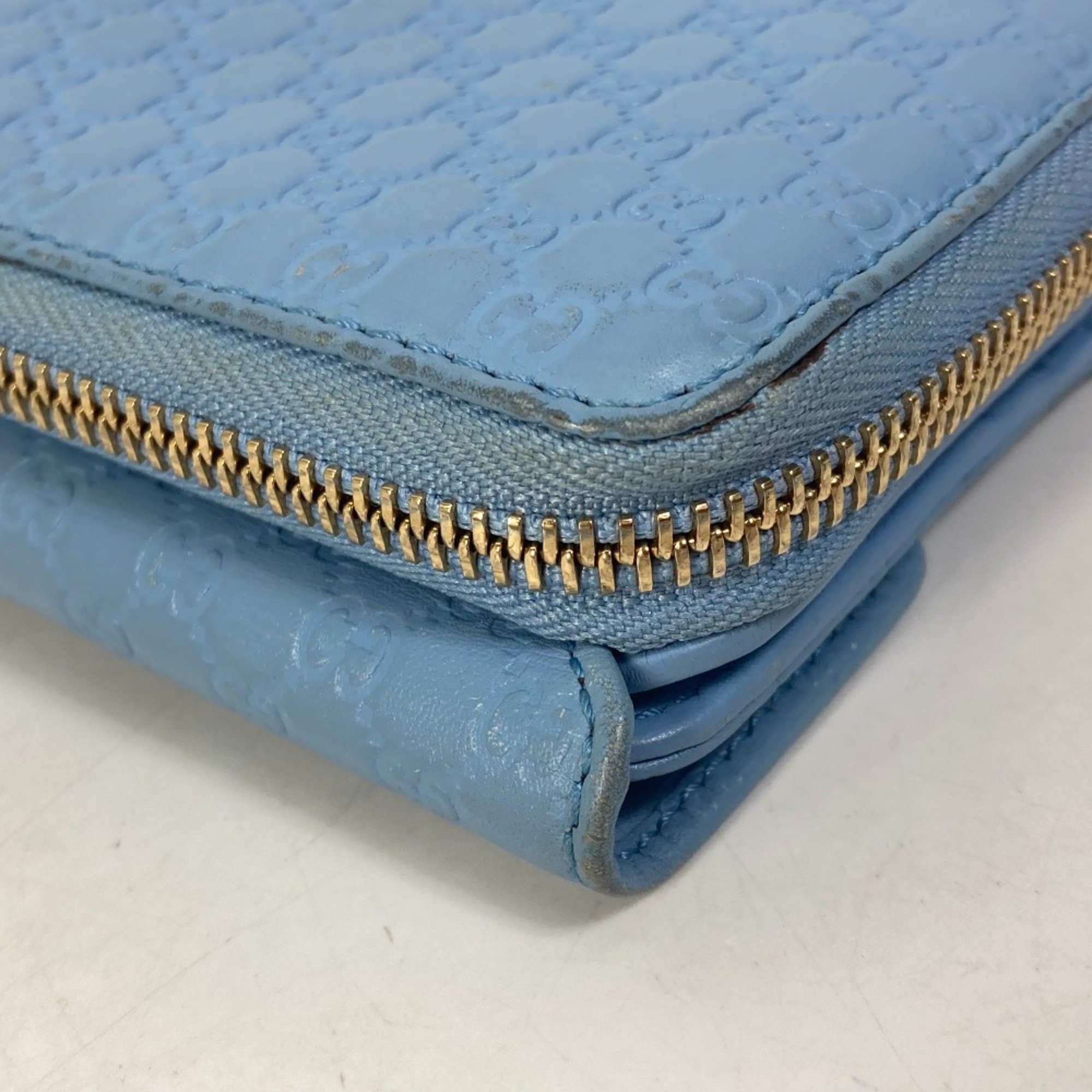 Gucci 449364 Zip Around Long Wallet Light blue