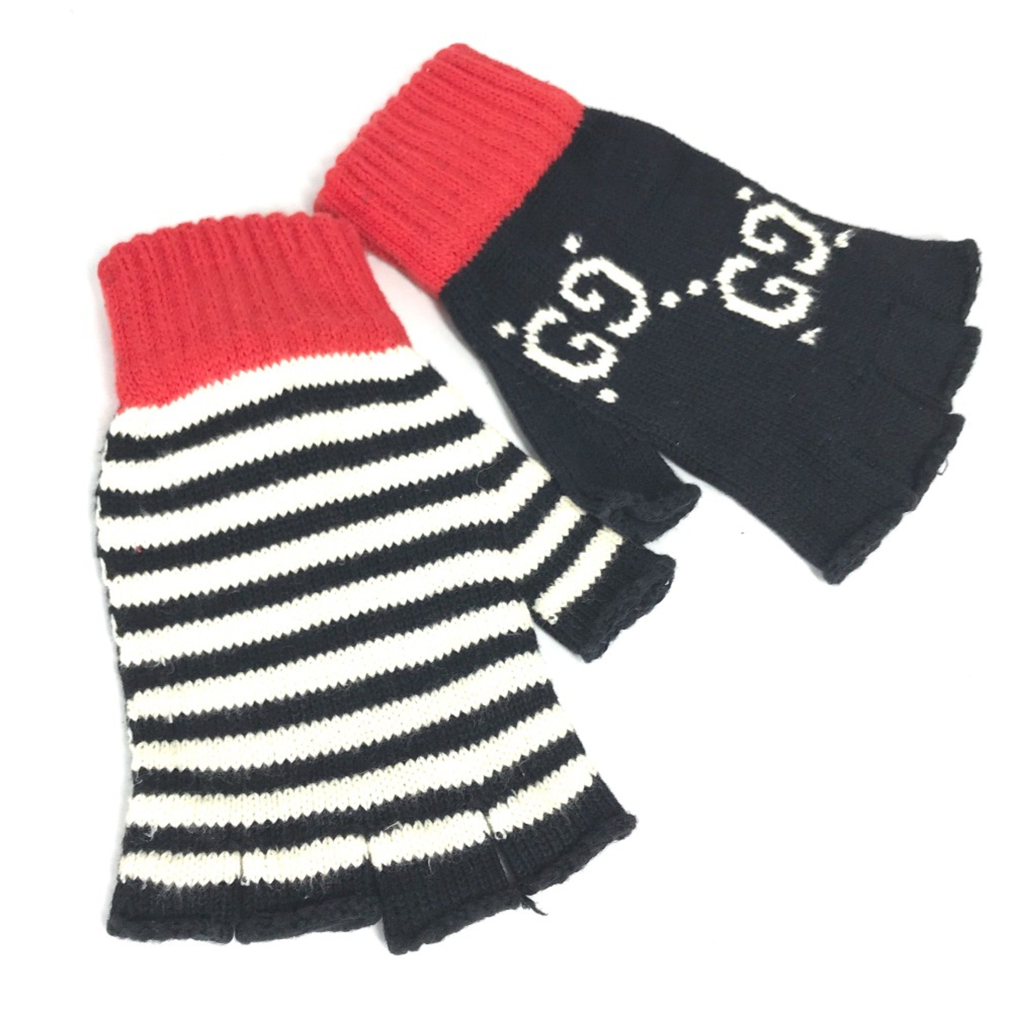 Gucci Glove fingerless gloves Navy Red