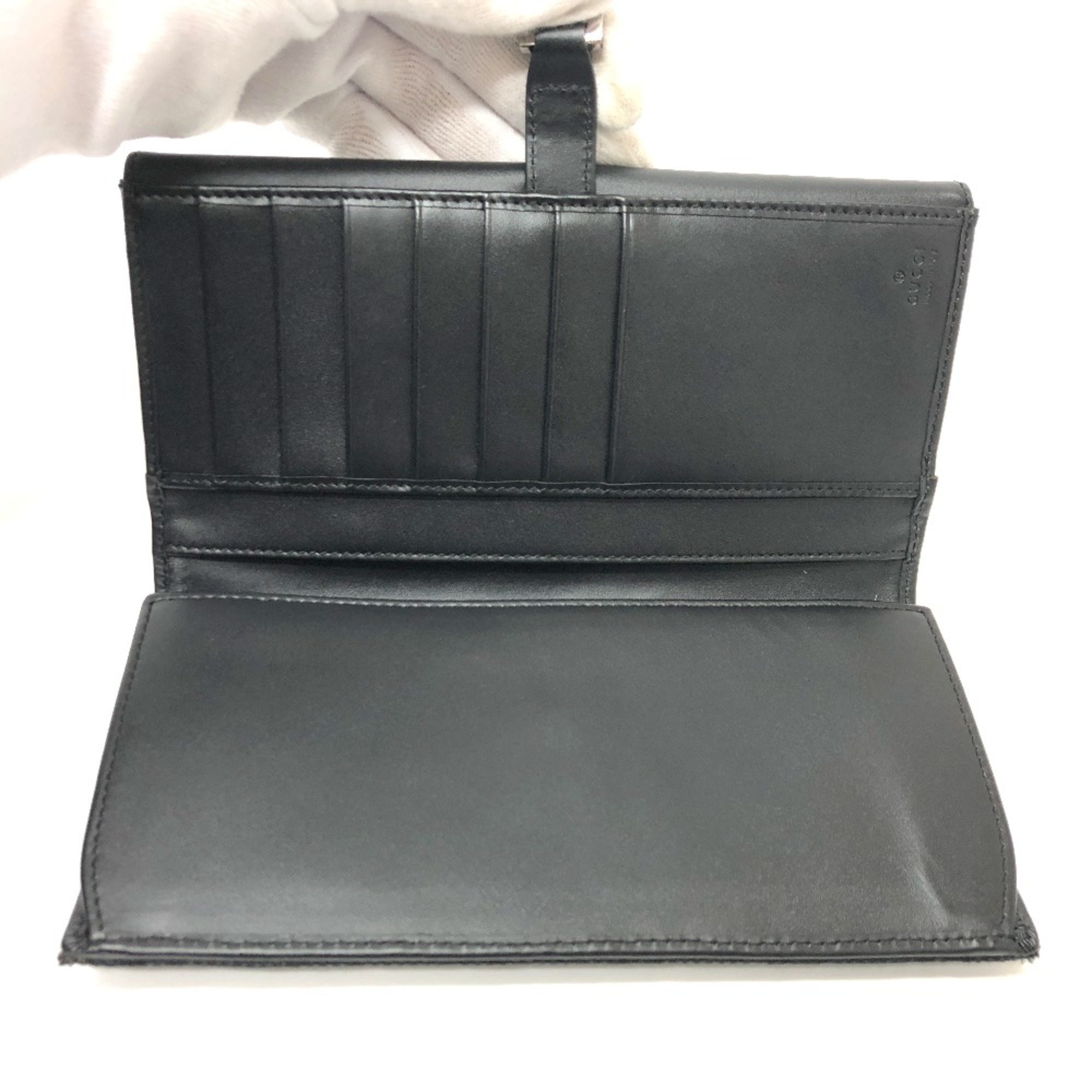 Gucci 035.2184 GG Long Wallet Folded wallet Black SilverHardware