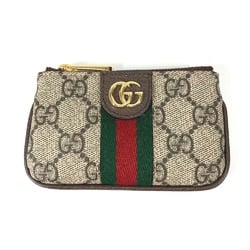 Gucci 671722 GG Supreme coin purse Coin Compartment Wallet with key hook Key Case Beige