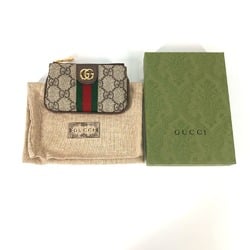 Gucci 671722 GG Supreme coin purse Coin Compartment Wallet with key hook Key Case Beige