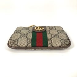 Gucci 671722 GG Supreme coin purse Coin Compartment Wallet with key hook Key Case Beige