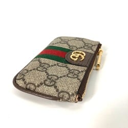 Gucci 671722 GG Supreme coin purse Coin Compartment Wallet with key hook Key Case Beige