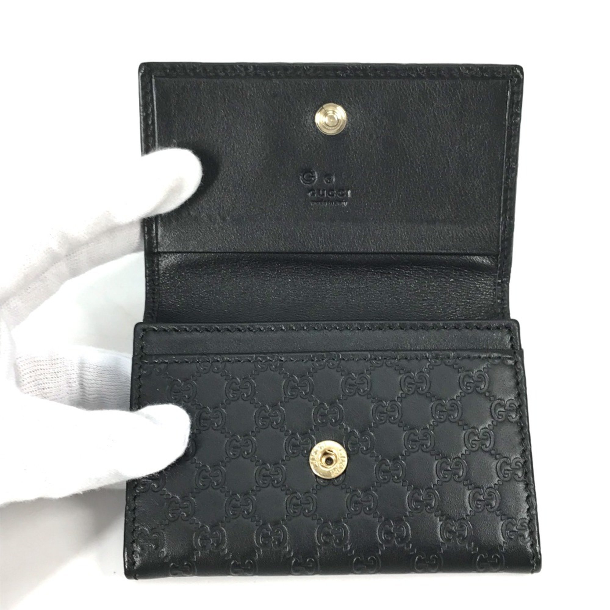 Gucci 544030 Guccissima Two fold Card Case Black