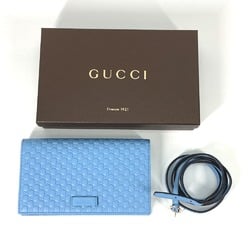 Gucci 466507 Micro Guccissima Bifold Long Wallet Crossbody Bag 3WAY Shoulder Bag blue