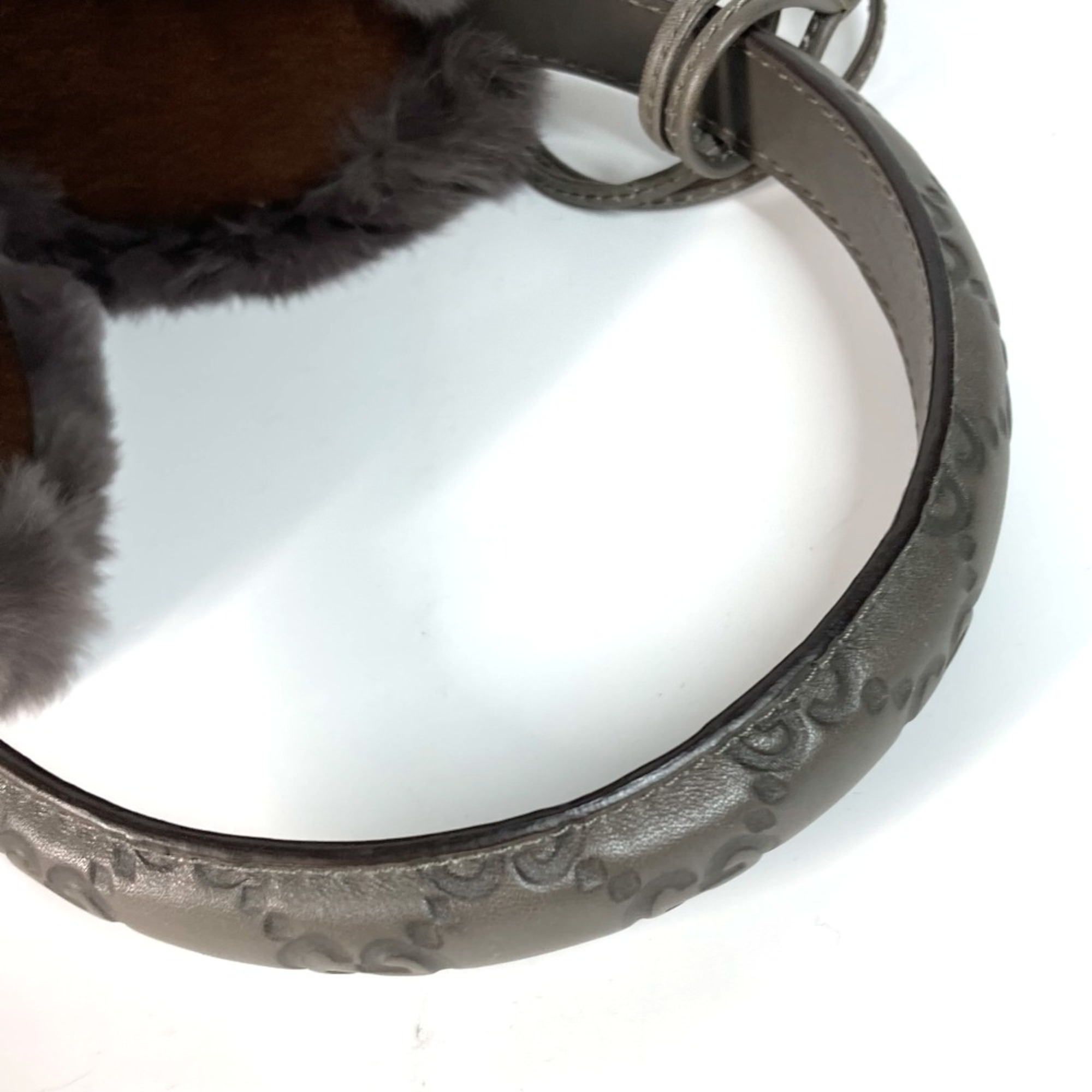 Gucci 245929 Guccissima fur fluffy with laces ear warmers Earmuff gray