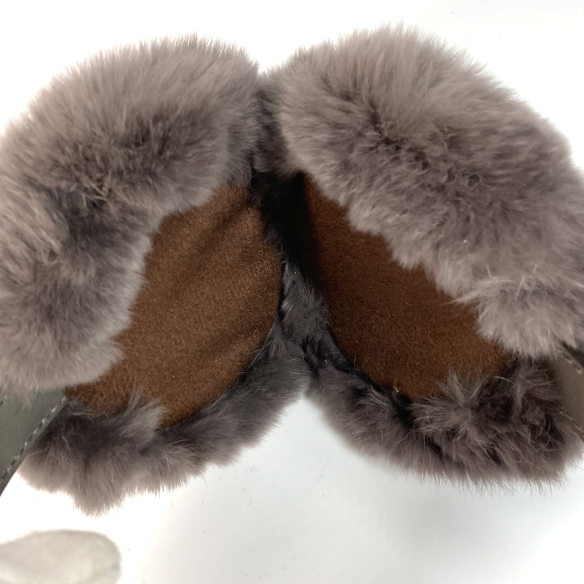 Gucci 245929 Guccissima fur fluffy with laces ear warmers Earmuff gray