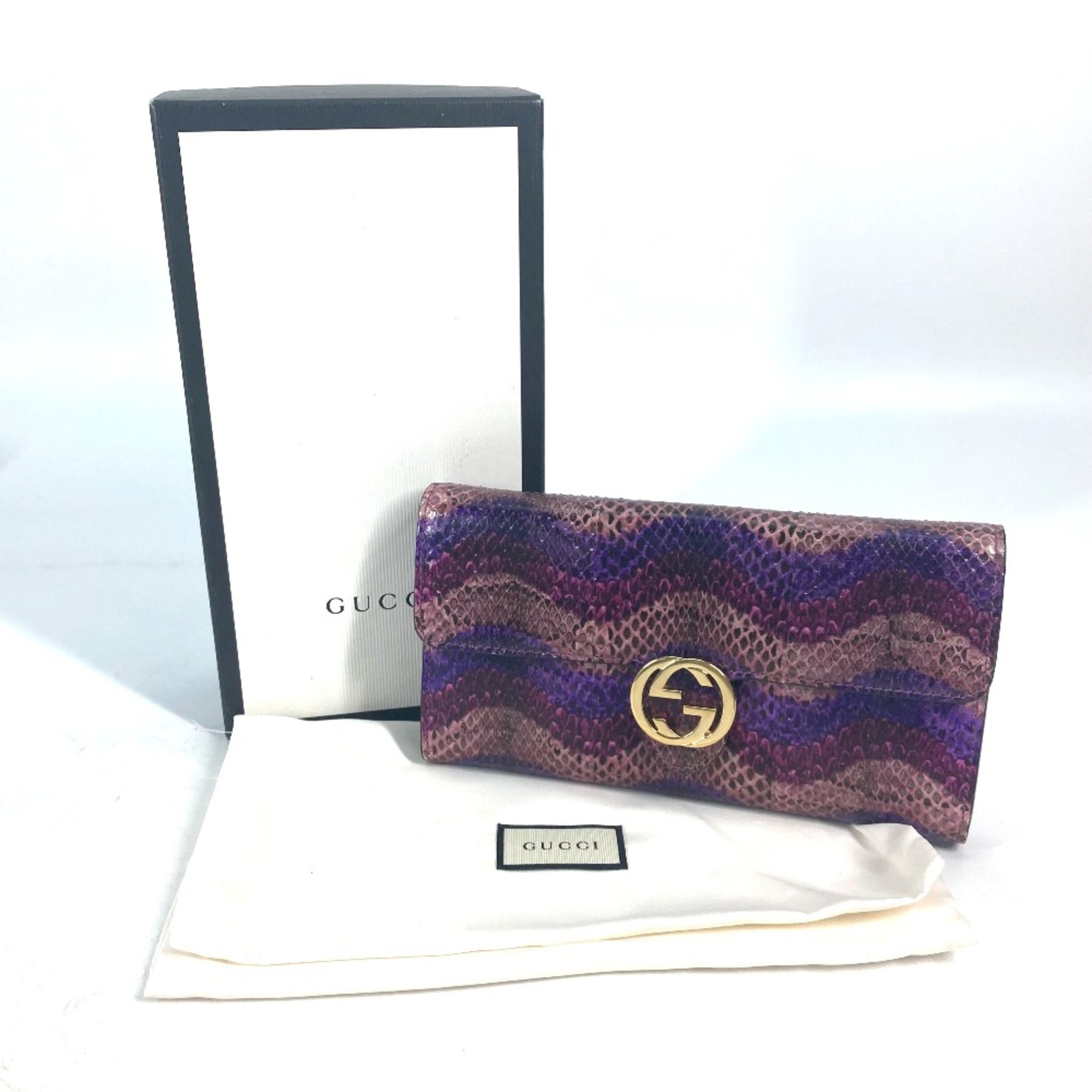 Gucci 369663 flap Long Wallet Purple Based