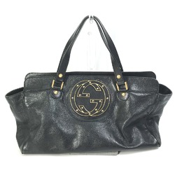 Gucci 121551 Interlocking G Tote Bag Shoulder Bag Bag Hand Bag Black Gold