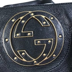 Gucci 121551 Interlocking G Tote Bag Shoulder Bag Bag Hand Bag Black Gold