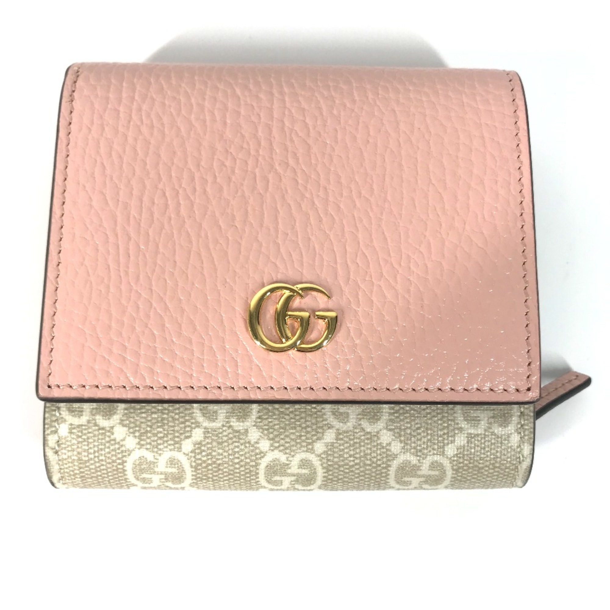 Gucci 598587 GG Supreme Medium wallet Folded wallet Pink x BeigeBased