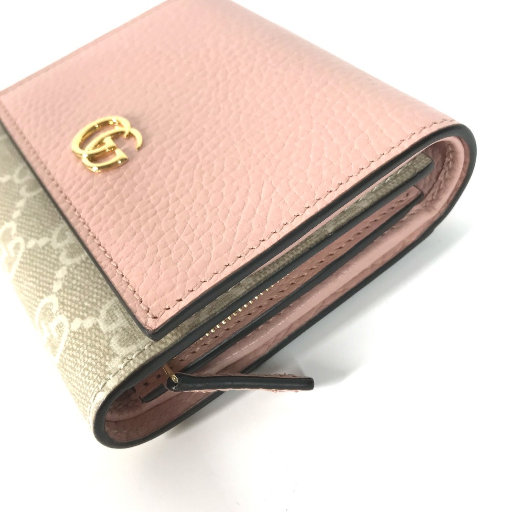 Gucci 598587 GG Supreme Medium wallet Folded wallet Pink x BeigeBased