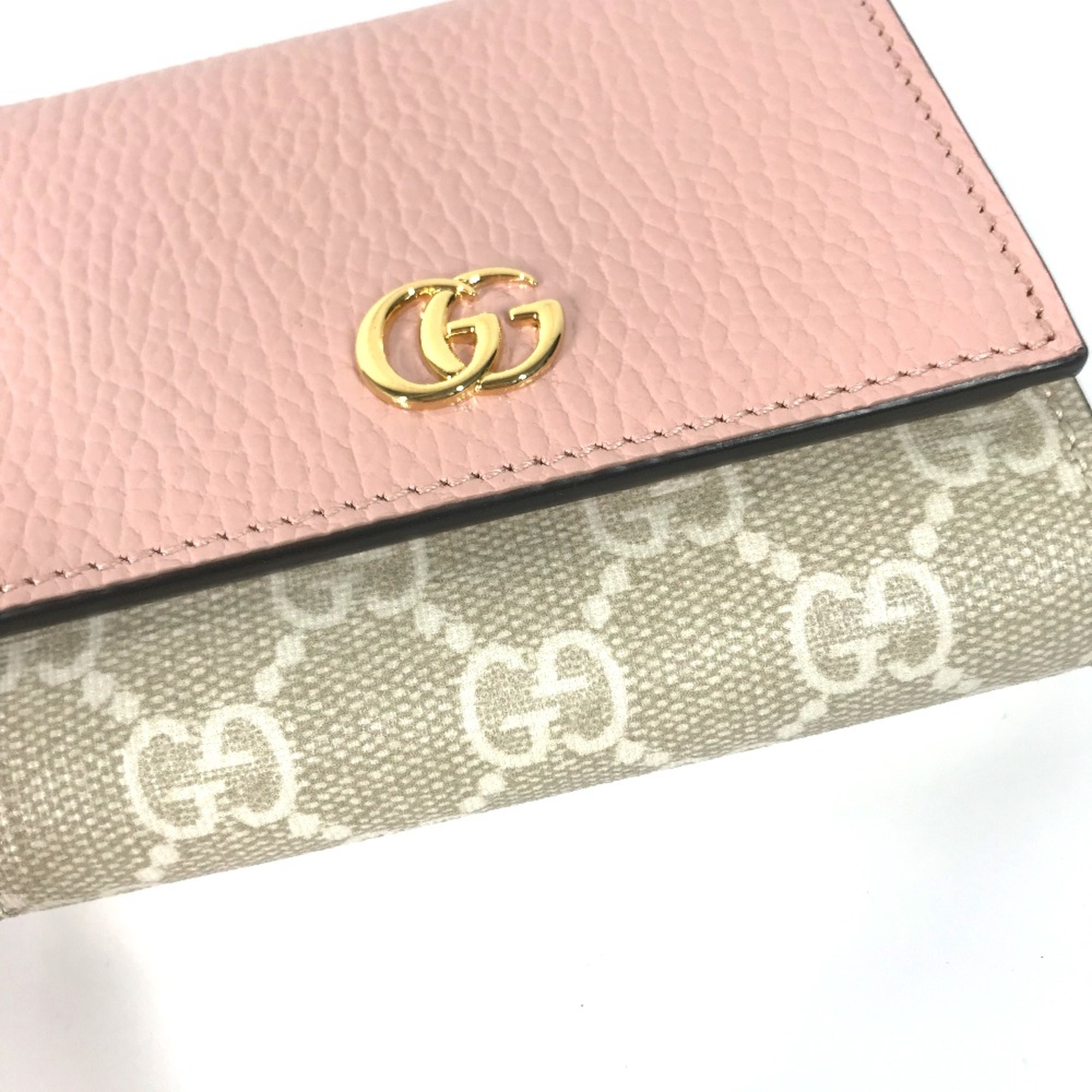 Gucci 598587 GG Supreme Medium wallet Folded wallet Pink x BeigeBased