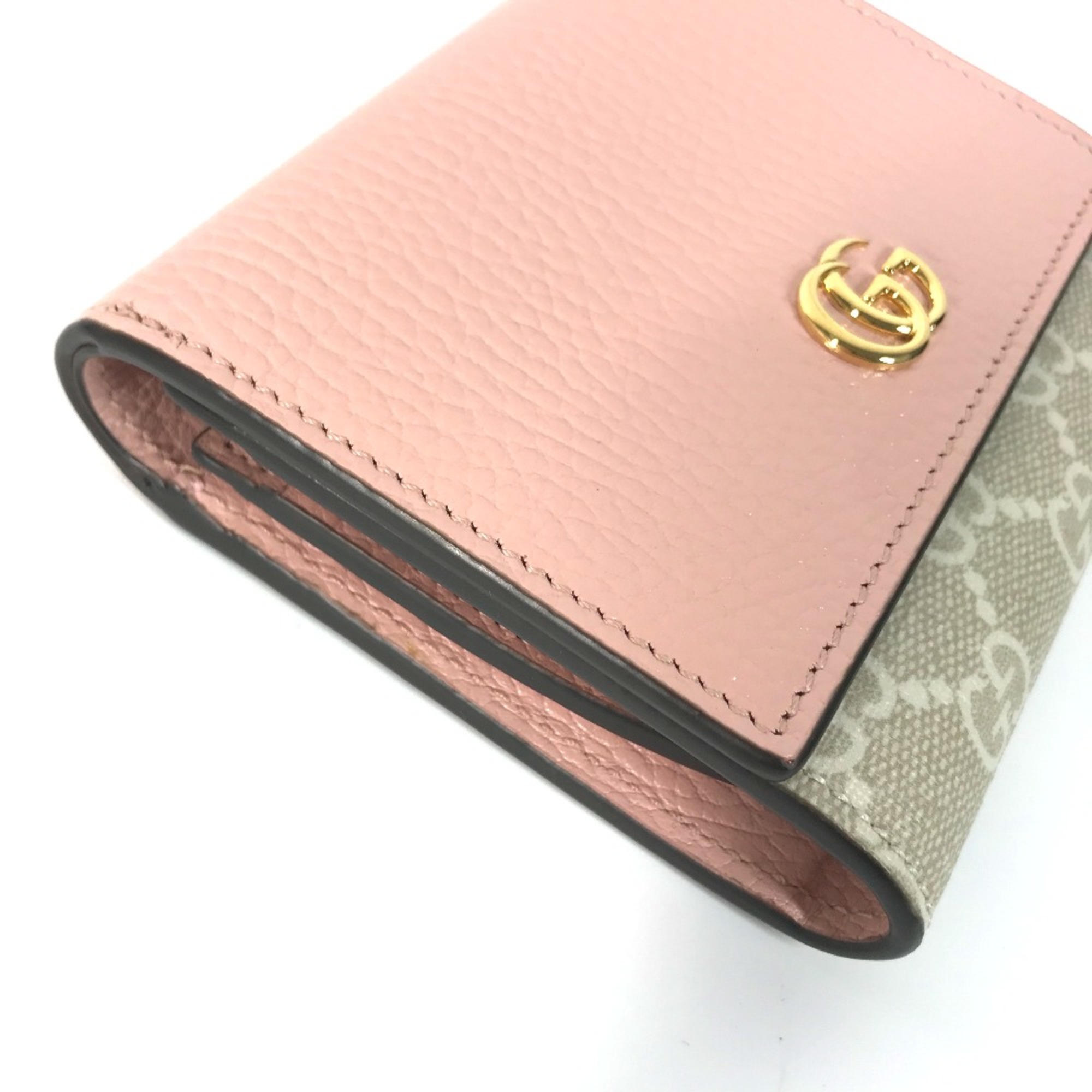 Gucci 598587 GG Supreme Medium wallet Folded wallet Pink x BeigeBased