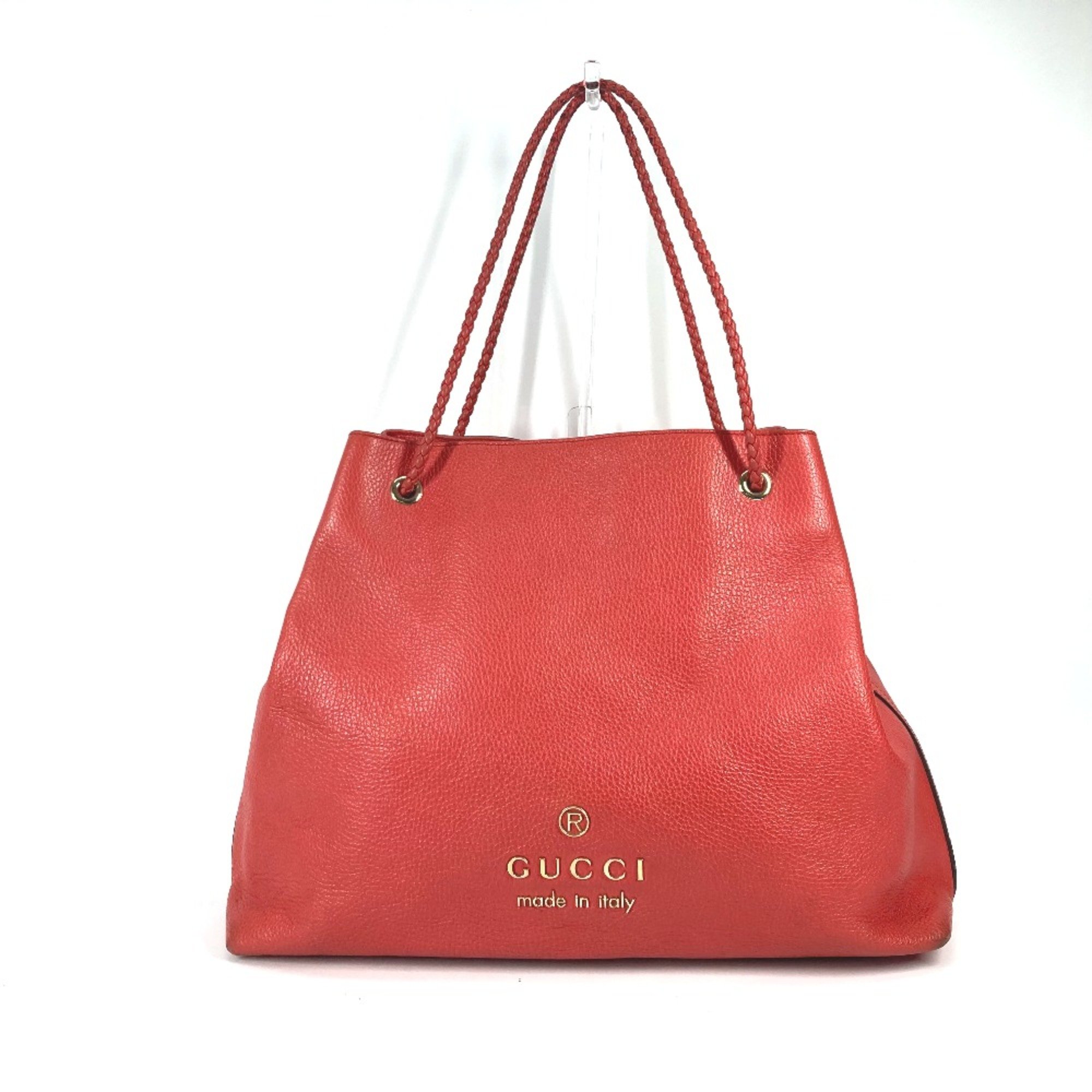 Gucci 380118 logo Braided handle Tote Bag RedBased