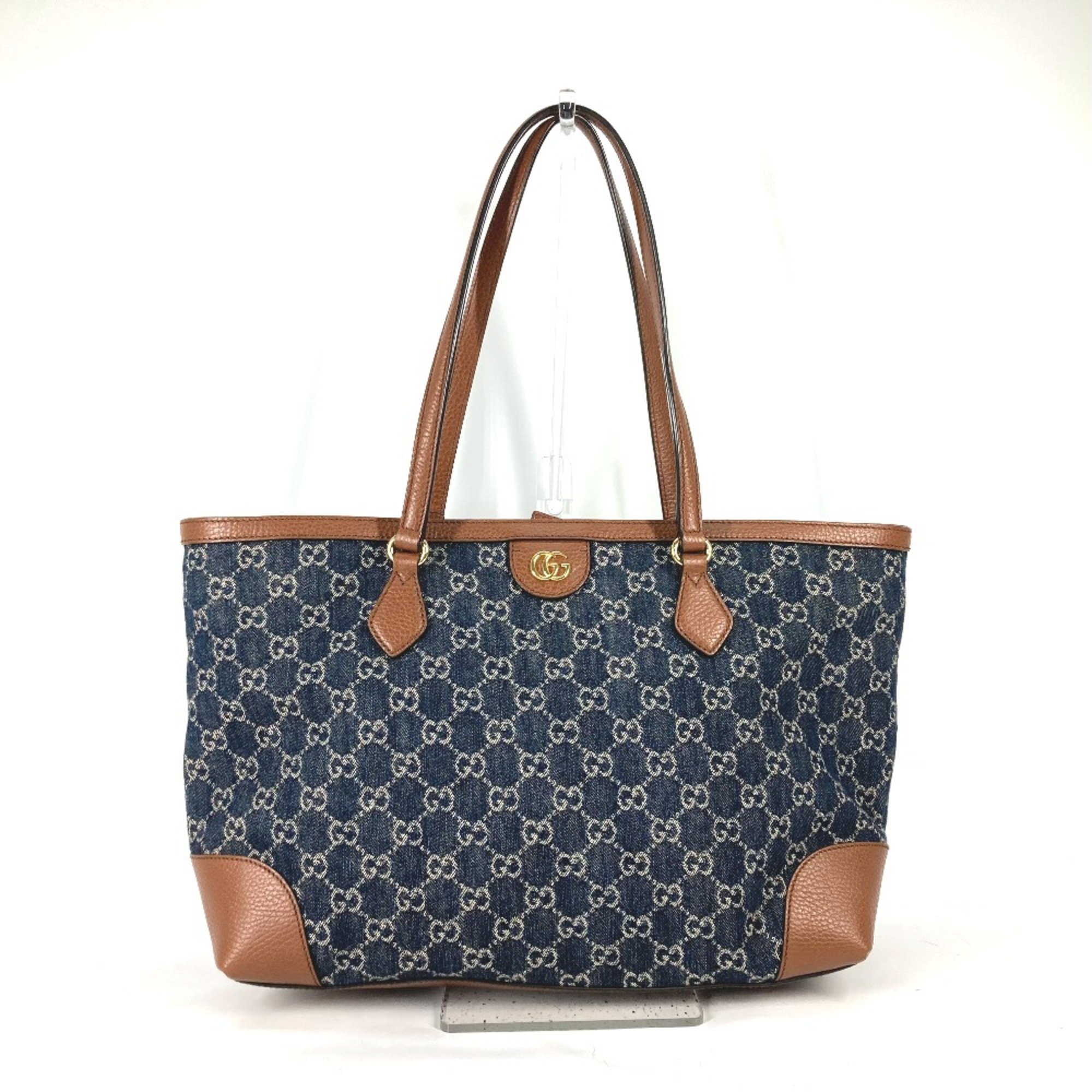 Gucci 631685 Ophidia GGDenim Shoulder Bag Tote Bag blue Brown