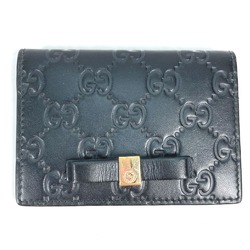 Gucci 451192 Guccissima GG Business Card Holder Pass Case Folded Card Case Black Gold