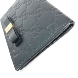 Gucci 451192 Guccissima GG Business Card Holder Pass Case Folded Card Case Black Gold