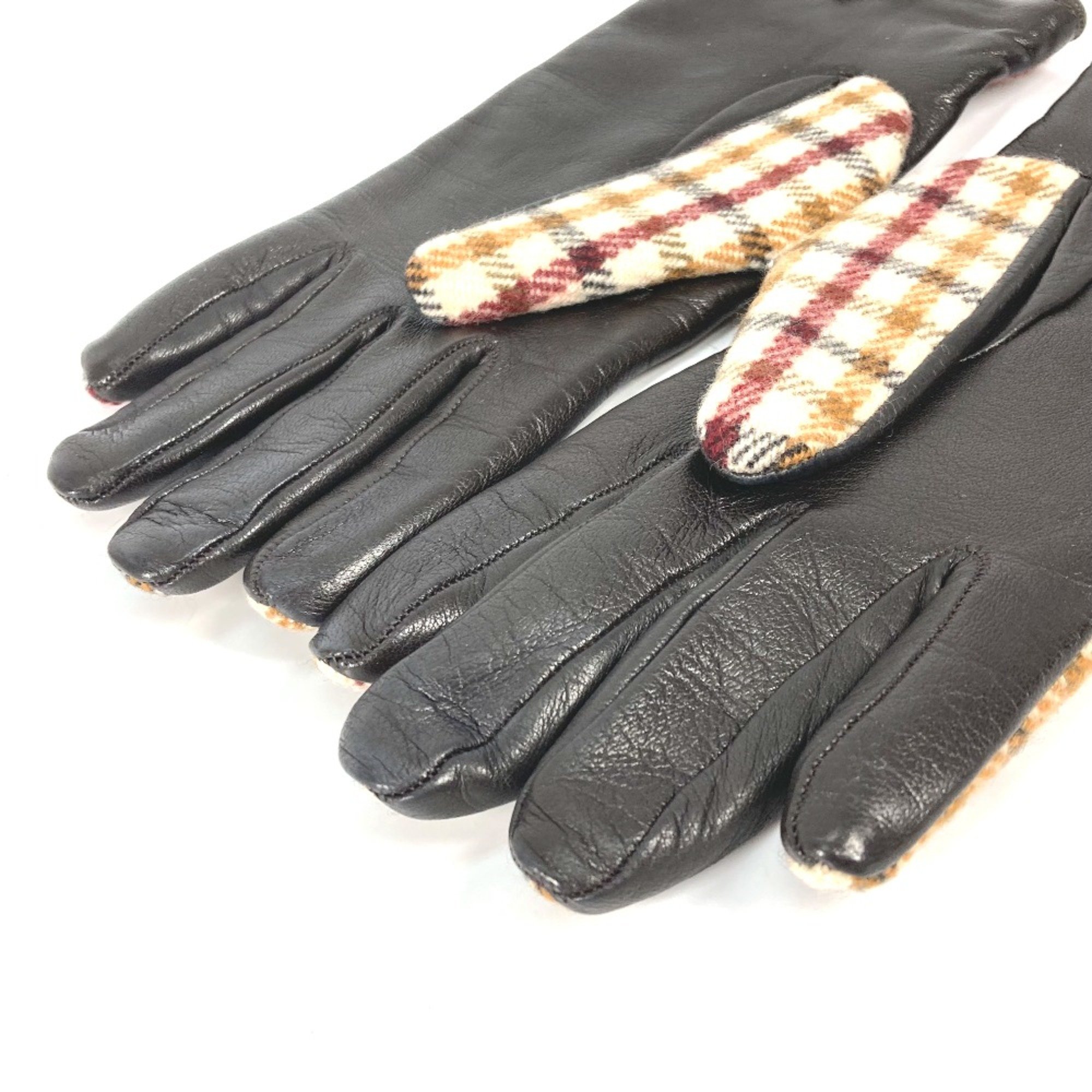 Gucci 603635 check gloves Glove Brown Beige