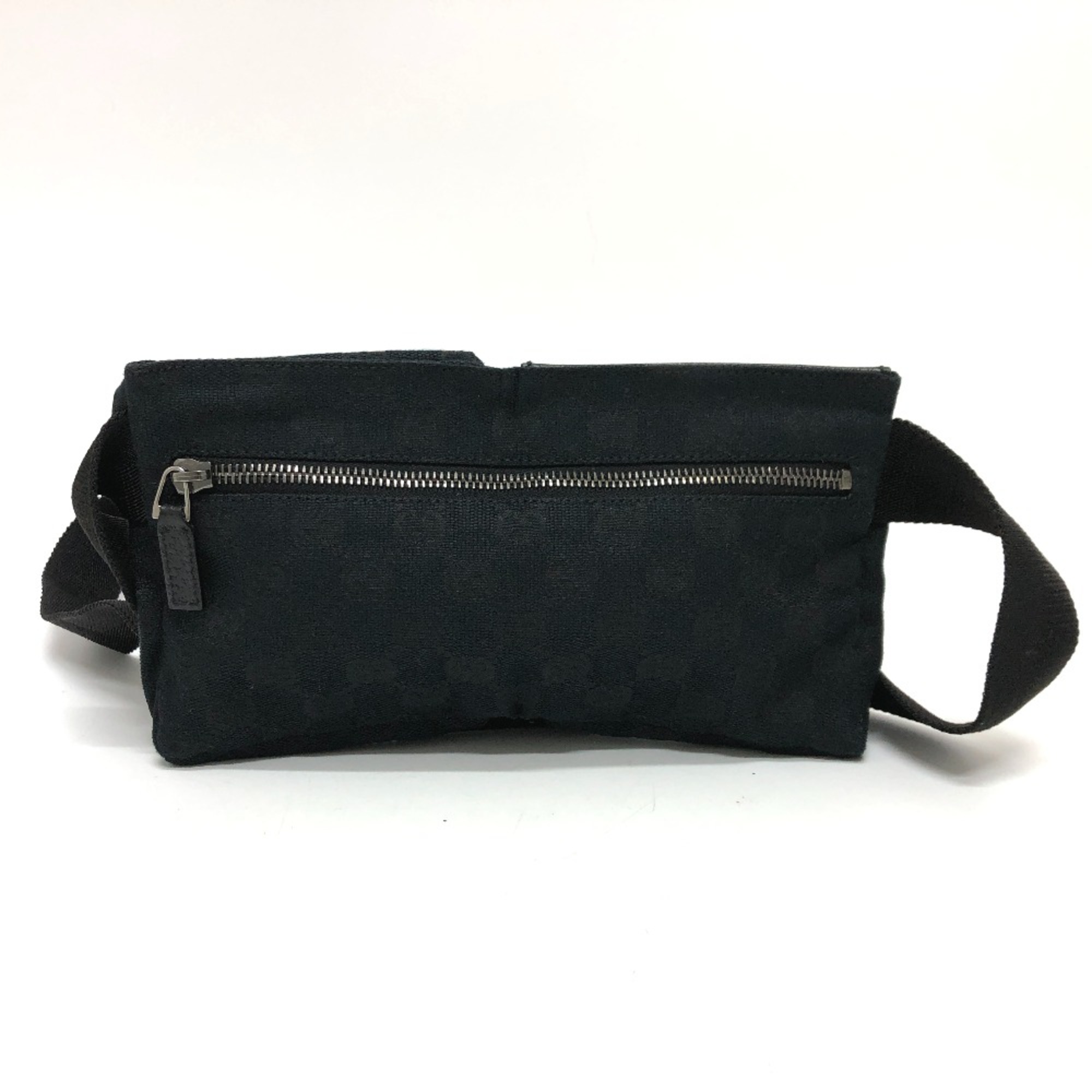 Gucci 162962 GGCanvas Waist Pouch Black SilverHardware