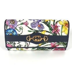 Gucci 536352 Flora Floral Flower GG Bifold Long Wallet Multicolore