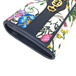 Gucci 536352 Flora Floral Flower GG Bifold Long Wallet Multicolore