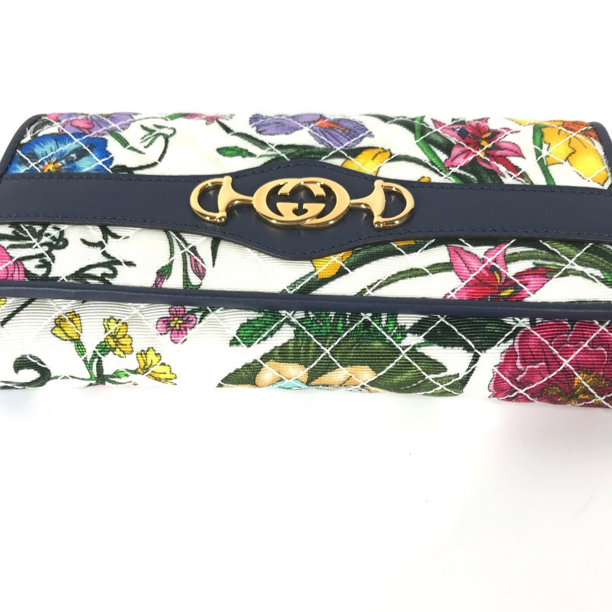 Gucci 536352 Flora Floral Flower GG Bifold Long Wallet Multicolore