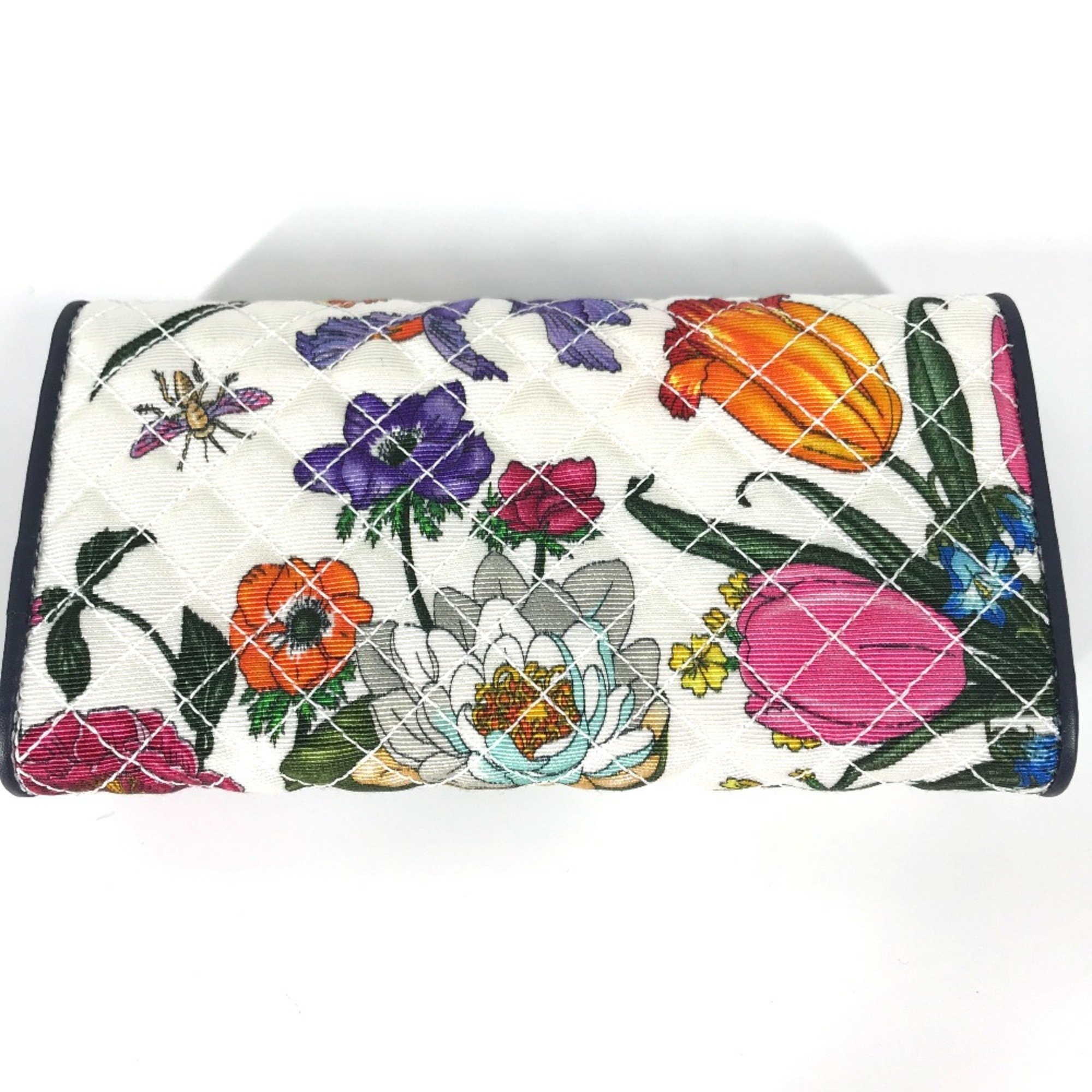 Gucci 536352 Flora Floral Flower GG Bifold Long Wallet Multicolore