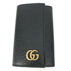 Gucci 435305 GG Marmont key with key ring Key Case Black Gold