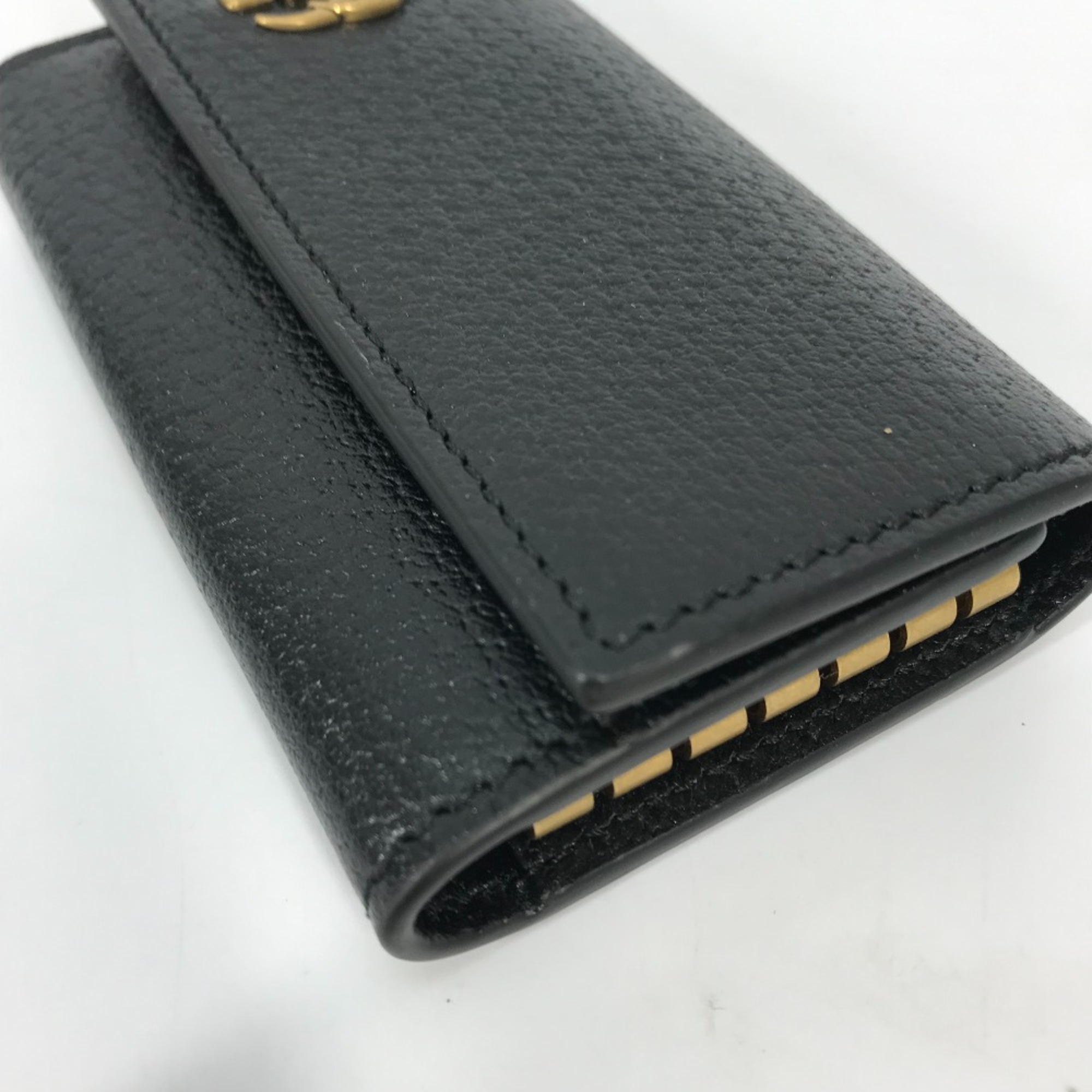 Gucci 435305 GG Marmont key with key ring Key Case Black Gold