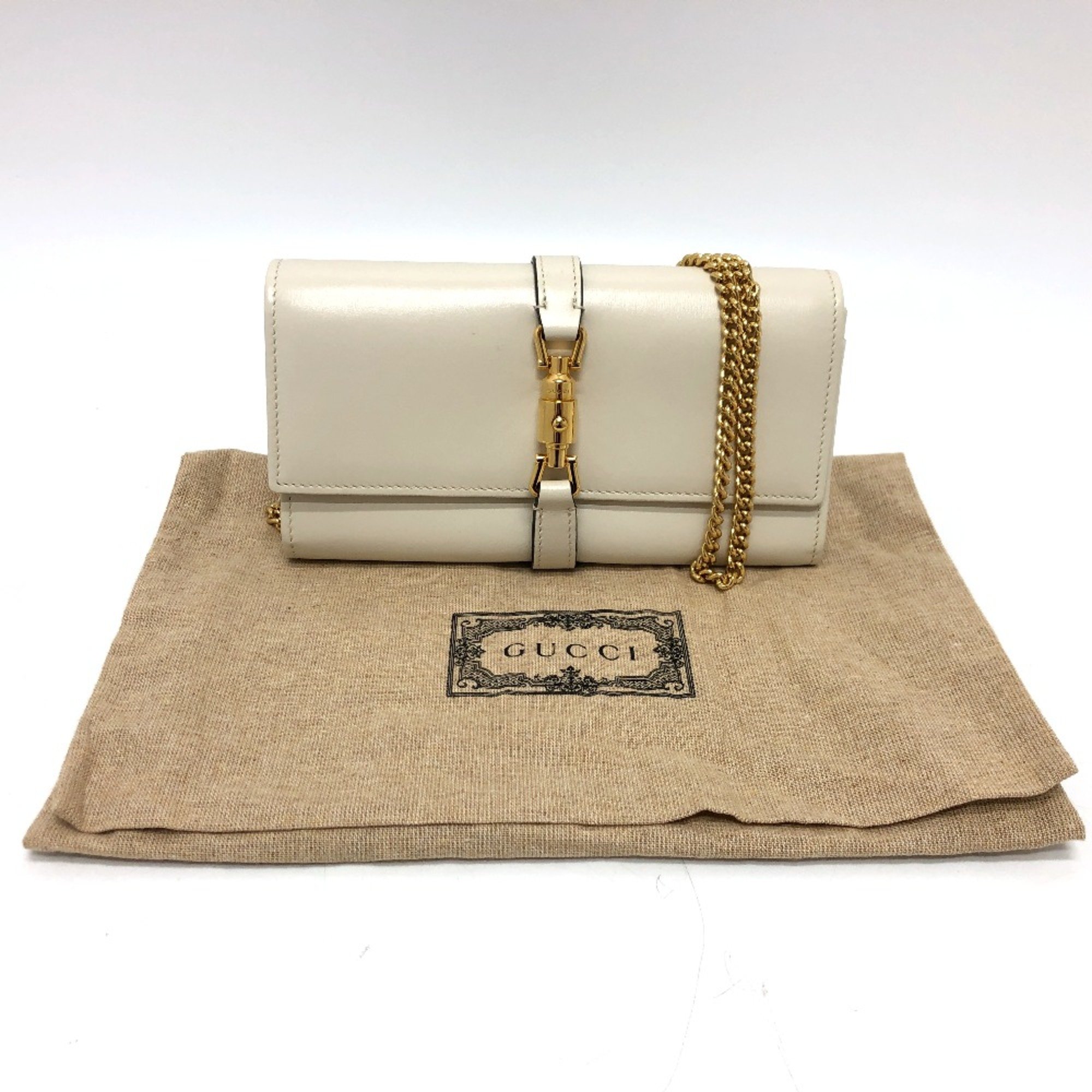 Gucci 652681 Chain wallet Long Wallet Cream White Based White