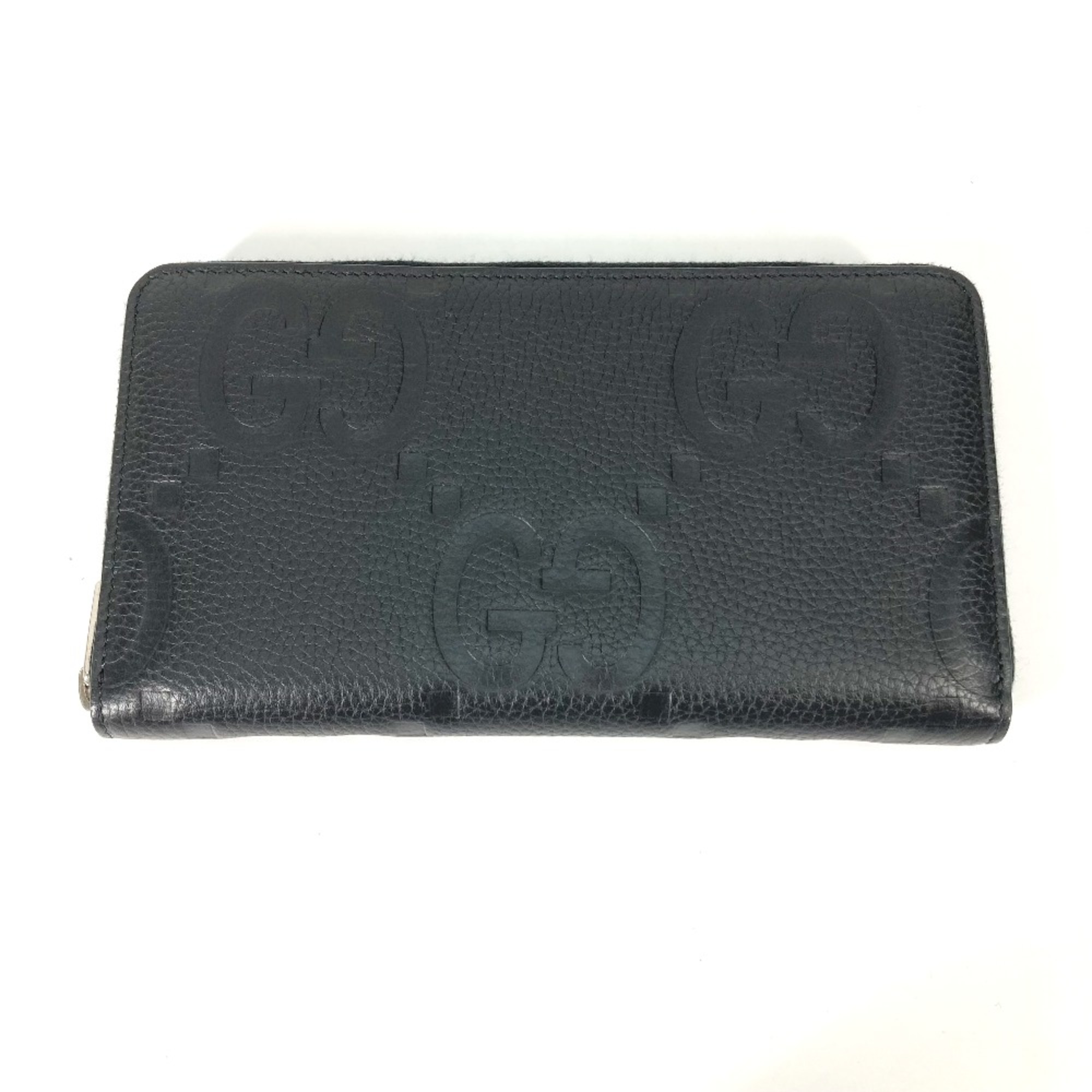 Gucci 739482 Jumbo GG Zip Around Long Wallet Black