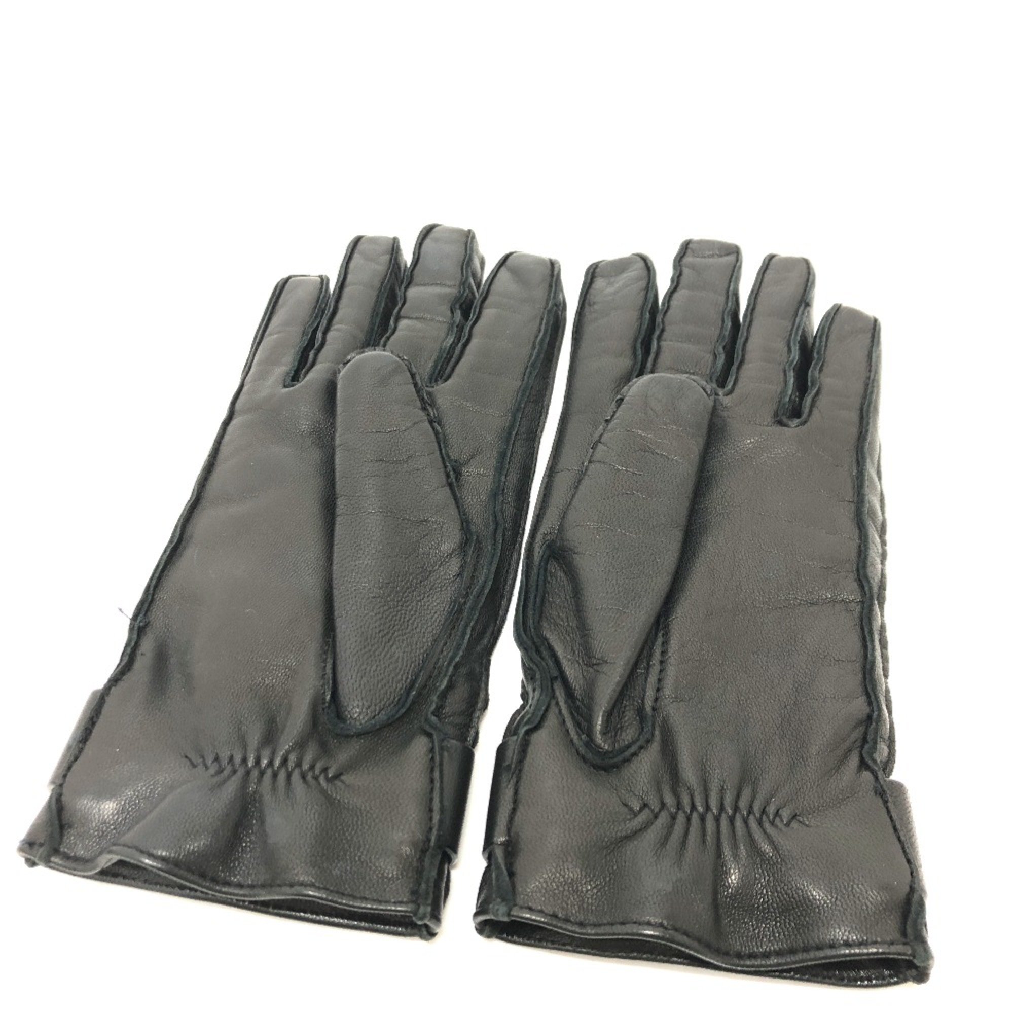 Gucci Leather gloves gloves Black SilverHardware