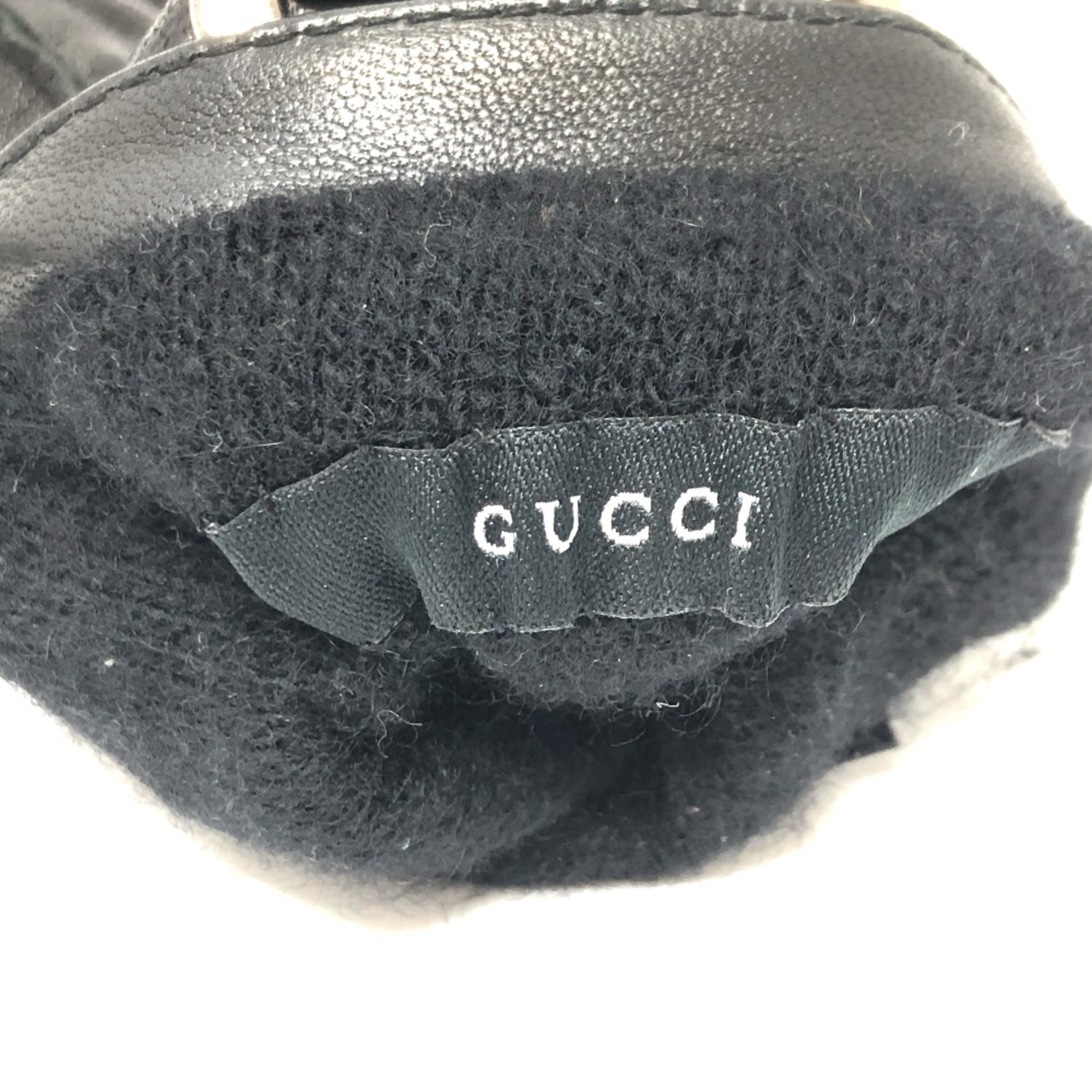 Gucci Leather gloves gloves Black SilverHardware