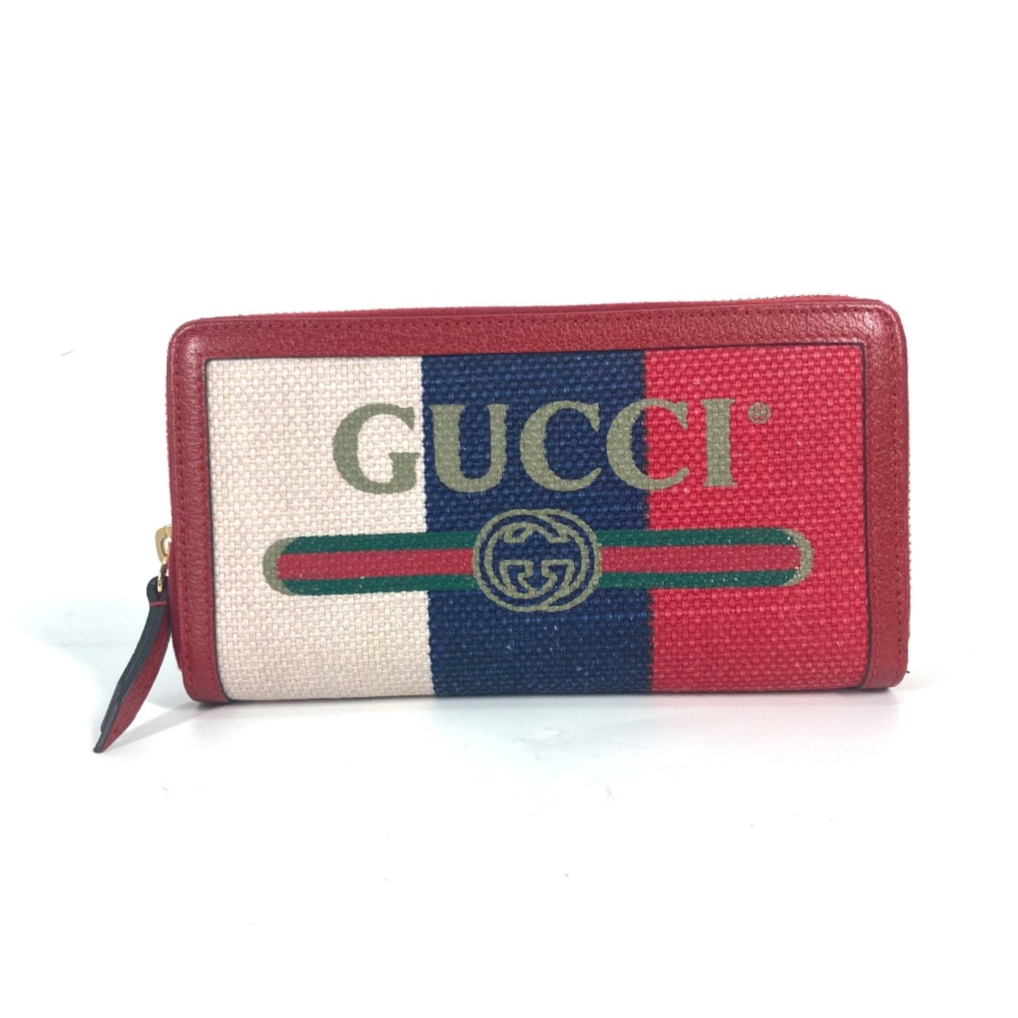 Gucci 524790 Long wallet Zip Around Long Wallet Red White x blue