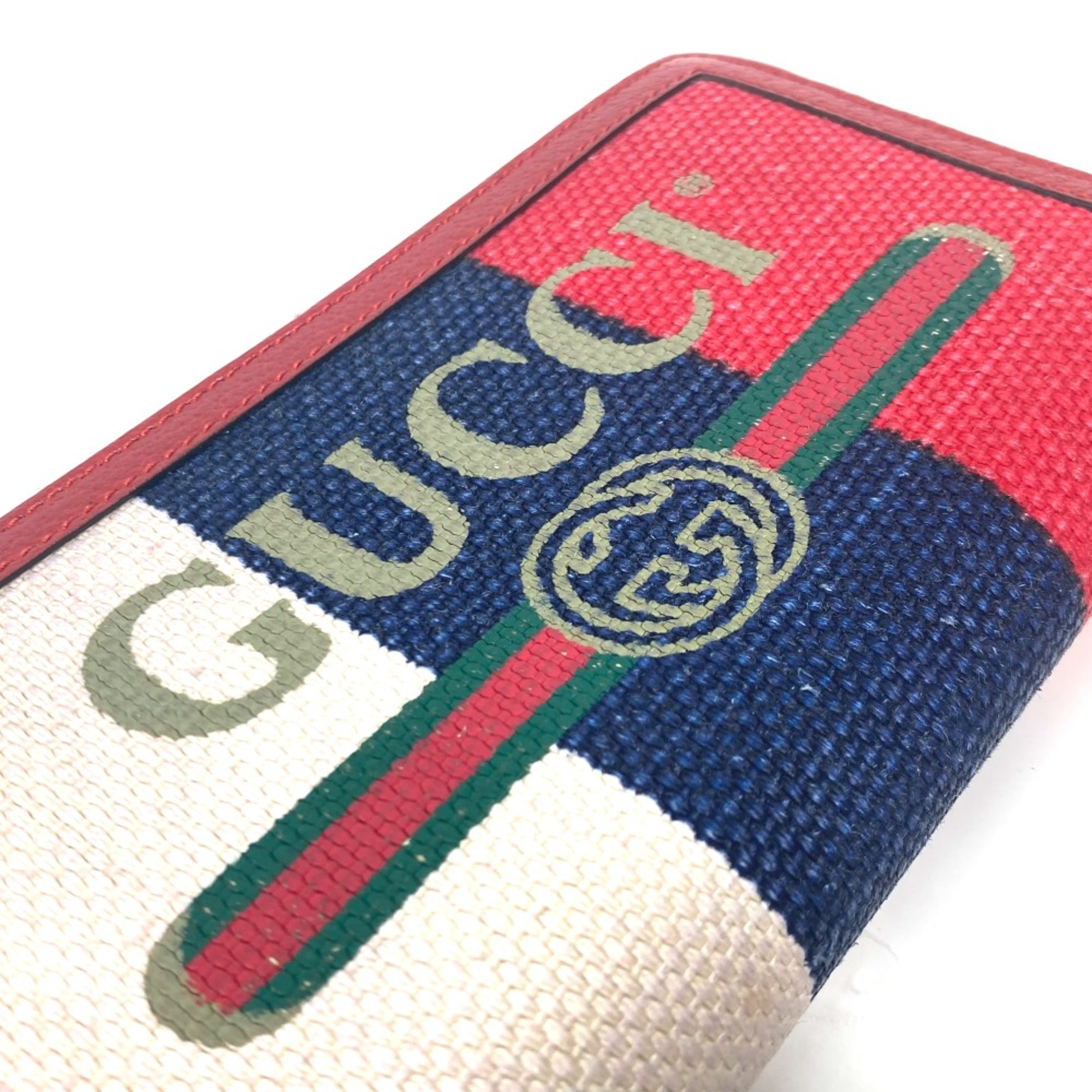 Gucci 524790 Long wallet Zip Around Long Wallet Red White x blue