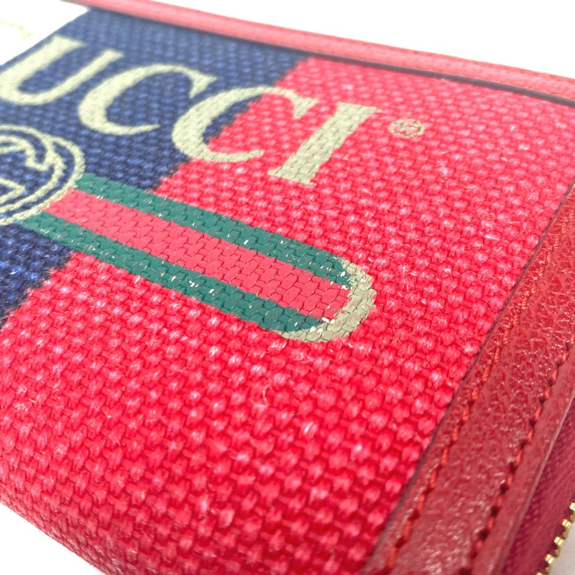 Gucci 524790 Long wallet Zip Around Long Wallet Red White x blue